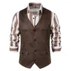 Men's Vests 2024 Vest V-neck Suede Single Breasted Jacket Man Casual Business Party Waistcoat Fashion Solid Slim For Men
