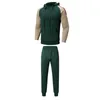 Tracksuits masculinos splicing hoodie conjunto quente luxo roupas esportivas 2 pçs impressão de alta qualidade marca masculina pulôver treino autum inverno