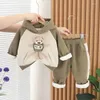 Kleidung Sets Jungen Dicke Winter Kinder Baumwolle Samt Hoodies Mäntel Hosen 2 stücke Nette Trainingsanzüge Für Baby Warme Anzug kinder Outfits