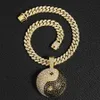 Hip Hop Men Rapper diamant pendentif collier brillant Tai Chi style chinois pendentif zircon bijoux boîte de nuit accessoire pull clavicule chaîne cubaine 18 pouces 1955