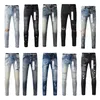 Designer pour hommes violet marque jean maigre moto tendance déchiré patchwork trou toute l'année jambe mince