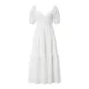 Party Dresses Puloru Fairycore White Flowy Long Dress Women's Back Bowknot A-Line Elegant Puff Short Sleeve V Neck Vestidos