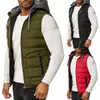 Men's Vests Outdoor Vest Slim Fit Detachable Hood And Stand Up Collar Modern Quilted