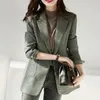 Kombinezony damskie Sprawdź ubranie Blazers Zielone płaszcze płaszcze i kurtki odzież wierzchnia Slim Opieki Winter Promocja moda 2024 Spring in
