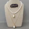 19 '' Vit odlad rispärlkedja halsband Vit Keshi Pearl Pendant 231229