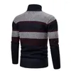 Pulls pour hommes Hommes Tricot Manteau Veste rayée À la mode Tricoté Chaud Slim Fit Pull avec col montant Zip pour l'extérieur