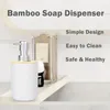 Liquid Soap Dispenser 1PC miljövänlig bambu bänkskivlotionflaska med pumpens hållbara påfyllningsbara tomma