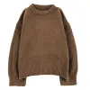 Vintage Y2K Oversized Green Sweater Crewneck Chunky Fuzzy Warm Cute Pullovers Autumn Winter