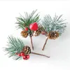 装飾的な花人工松葉針クリスマスリースブランチリアルなデスクトップ装飾PVC装飾10PCSホームデコレーションレッドベリー