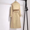 Trench da donna Cappotto lungo invernale da donna Colletto rovesciato Elegante fascia doppiopetto Giacca a vento femminile oversize autunno