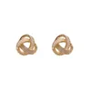 Stud Earrings Twisted Geometric Shining CZ Copper 14 K Gold Plated Hypoallergenic Luxury Aesthetic Party Jewelry