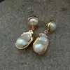 Boucles d'oreilles plaquées couleur or avec perles Keshi blanches, boule de flamme nucléée, perles baroques, de luxe, pour mariage, pour femmes, 231229