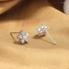 Ohrstecker Luxus Kristall Niedliche Blumenohrring Weißer Zirkon Fünfzackiger Stern Für Frauen Trendy Silber Farbe Minimalistischer Schmuck