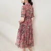 Casual Dresses Pink Silk Floral Maxi Dress Women Robe Femme 2024 Summer Long Work Boho Beach Office Sexy Party Luxury Plus Size