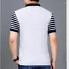 T-shirts pour hommes Mode d'été Hommes T-shirt Rayé Manches courtes Col rabattu Patchwork Design Vêtements 2024