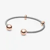 100 ٪ 925 Sterling Silver Rose Gold Moments Snake Chain Style Open Bangle Fashion Complete Jewelry Aceessories Making For243W