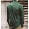 Camicie casual da uomo Autunno Tempo libero Camicia da lavoro britannica Design Uomo Colletto Cuba Slim Solid Green Camisa Social Masculina