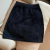 Kjolar 2024 kvinnor mini wrap streetwear sexig faux mink kashmir kort koreansk kvinnlig söt mjuk botten