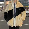 Unten Jacke Winter Hip Hop Männer Mantel Zipper spleißen Pelzigen Harajuku Streetwear Licht paar Jacke Einfarbig Herbst 231229