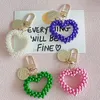 New Fashion Faux Pearl Keychain Women Girl Cute Mini Heart Key Chain Car Key Ring Holder Bag Charms Jewelry