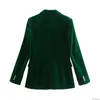 Abiti da donna 2024 Elegante velluto da donna Blazer Moda Abbigliamento da ufficio Bottoni a maniche lunghe Tasche Vintage Verde femminile Outfitt