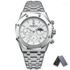 Horloges High End Business Quartz Horloge met drie ogen Multifunctionele stalen riem Heren S Simple FashionB0161