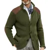 Pulls pour hommes Cardigan avec poches manteau de pull tricoté à revers simple boutonnage pour l'hiver automne épais à manches longues Patchwork