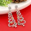 Stud Earrings Elegant Christmas Tree For Women Hollow Out Circles Inlaid Zircon Present Fine Jewelry Gift