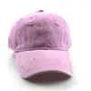 Ball Caps Personality Wash Distressed Ripped Baseball Cap Bend Brim Shade Zonnehoed Soft Top Custom Logo Borduursel