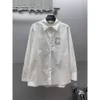 Kadın T-Shirt CE23 Sonbahar/Kış Ön Arka Sıcak Elmas Flip Yaka Gömlek Uzun Kollu Üst Moda Çok Çözüm Harf Nakış