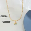 Pendant Necklaces Korean Dongdaemun Court Vintage Natural Stone Rice Bead Chain Necklace 2024 Titanium Steel Gold Plated Jewelry