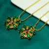 Anastasia -halsband tillsammans i Paris Emerald Stone Flower Necklace Lost Princess inspirerade 14K Yellow Gold Pendant Necklace för WO 10