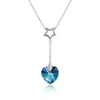 Menrose أصلية S925 Sterling Silver Heart Crystal Netclace Napphire Blue and Gold 2 Trends Massion Trends Jewelry Gift Fo265O