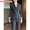 Pantaloni da due pezzi da donna PZCXH 2024 FASHIO Abbassa il collare abbuttini asimmetrici Blazer Blazers Chic Pant Sump Office Slim Office Donne 2 set