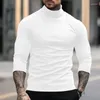 T-shirts pour hommes Gentleman Office Slim Solid Turtleneck Tees Casual Hommes Manches longues Patchwork Basic Pulls Automne Hiver Tops noirs