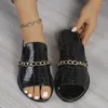 Slippers Women Luxury Fashion Chain Slides Minimalist Plain Outdoor Flat 2024 Sandals Summer Sandy Beach Open Toe Shoe