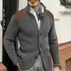 Pulls pour hommes Cardigan avec poches manteau de pull tricoté à revers simple boutonnage pour l'hiver automne épais à manches longues Patchwork