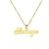 Chaîne de boîte en or Bijoux personnalisés nom personnalisé pendentif collier fait à la main Cursive plaque signalétique tour de cou femmes hommes Bijoux BFF cadeau 305F