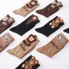 Chaussettes en coton pour femmes, imprimé floral, ours de dessin animé, cadeau pour filles, Style coréen, mignon Kawaii, Calcetines Mujer, printemps automne hiver