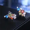 Stud Earrings Irregular Geometric For Ladies Colorful Beautiful Zircon Trendy Jewelry Plated White Gold Girls Earring