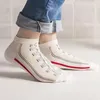 Мужские носки Happy Funny Art Canvas Shoes Летняя мода с рисунком в полоску, хипстерские винтажные парные короткие туфли Sokken до щиколотки