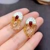 أقراط التدوير الطبيعية Ruby/Garnet Butterfly Drop Real 925 Sterling Silver Red Stone Jewelry for Women