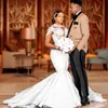 Luxueux africain arabe plus taille aso ebi robes de mariée illusion sirène haute manche à manches longues en dentelle robes nuptiales pour femmes noires riches de mariage d104