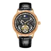 腕時計Carotif Top Watch Hollow Skeleton Automatic Mechanical Man Watchesファッション防水革ストラップ腕時計