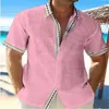 Men's Casual Shirts White Linen Shirt Fashion Hawaiian Solid Color Beach Short Sleeve Plus Size Coat Multicolor Summer S-5XL 2024