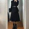 Two Piece Dress M-2xl Womens Blazer Suits Spring Autumn Female Long Sleeve Coat Skirt 2pcs Sets Solid Color Belt Fashion Ladies Outfits H135