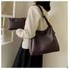 Abendtaschen Qualität Frauen Tote 2 Teile/satz Große Kapazität Shopper Umhängetasche Breiten Riemen Weiche PU Leder Weibliche Vintage Handtaschen 2024