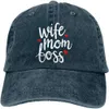 Vintage Baseball Cap Wife Mom Boss Denim Hats Adjustable Trucker Hats Dad Cap