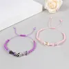 Link Armbänder 12 Teile/los Natürliche Crushed Stone Conch WovenFriendship Armband Einstellbare Twist Seil Glück Rosa Lila Himmel Blau Geschenk