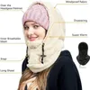 Bérets Sherpa capuche masque de ski haute polaire cagoule hiver coupe-vent en plein air casquette de cyclisme masques faciaux bonnets femmes chapeau chaud en peluche